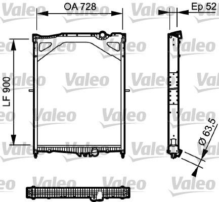 VALEO Aluminium, 900 x 728 x 52 mm, Brazed cooling fins Radiator 735018 buy