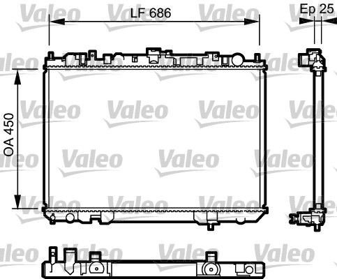 VALEO 735081 Engine radiator Aluminium, 450 x 691 x 26 mm, without coolant regulator, Brazed cooling fins