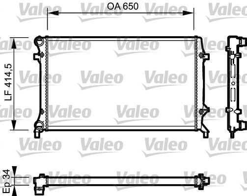 VALEO 735120 Engine radiator Aluminium, 650 x 415 x 23 mm, Mechanically jointed cooling fins