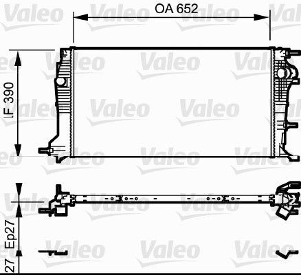 VALEO 735182 Engine radiator Aluminium, 652 x 390 x 27 mm, Mechanically jointed cooling fins