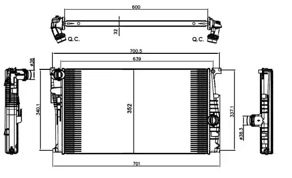 Original VALEO Engine radiator 735454 for BMW 1 Series