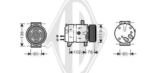 DCK1462 DIEDERICHS Kältemittel: R 134a, Climate Riemenscheiben-Ø: 119mm Klimakompressor DCK1462 günstig kaufen