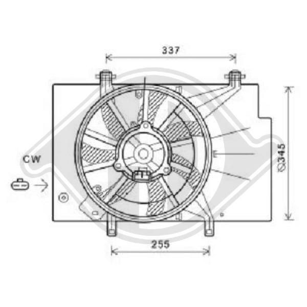 DIEDERICHS DCL1108 Fan, radiator Ø: 345 mm, 240W, with radiator fan shroud, with electric motor, Climate