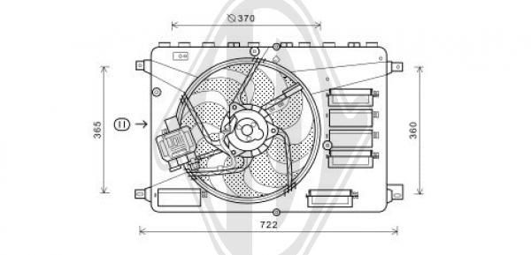 DCL1125 DIEDERICHS Cooling fan MITSUBISHI with radiator fan shroud, with electric motor, Climate