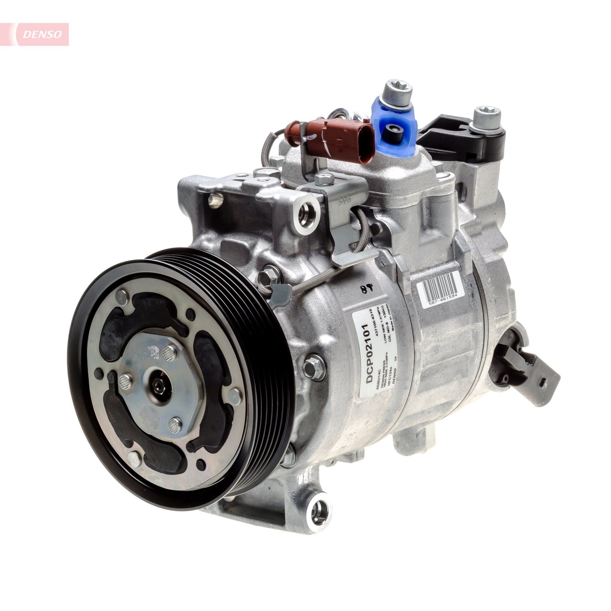 DENSO DCP02101 Air conditioning compressor 6SBU14C, 12V, PAG 46, R 134a, with magnetic clutch