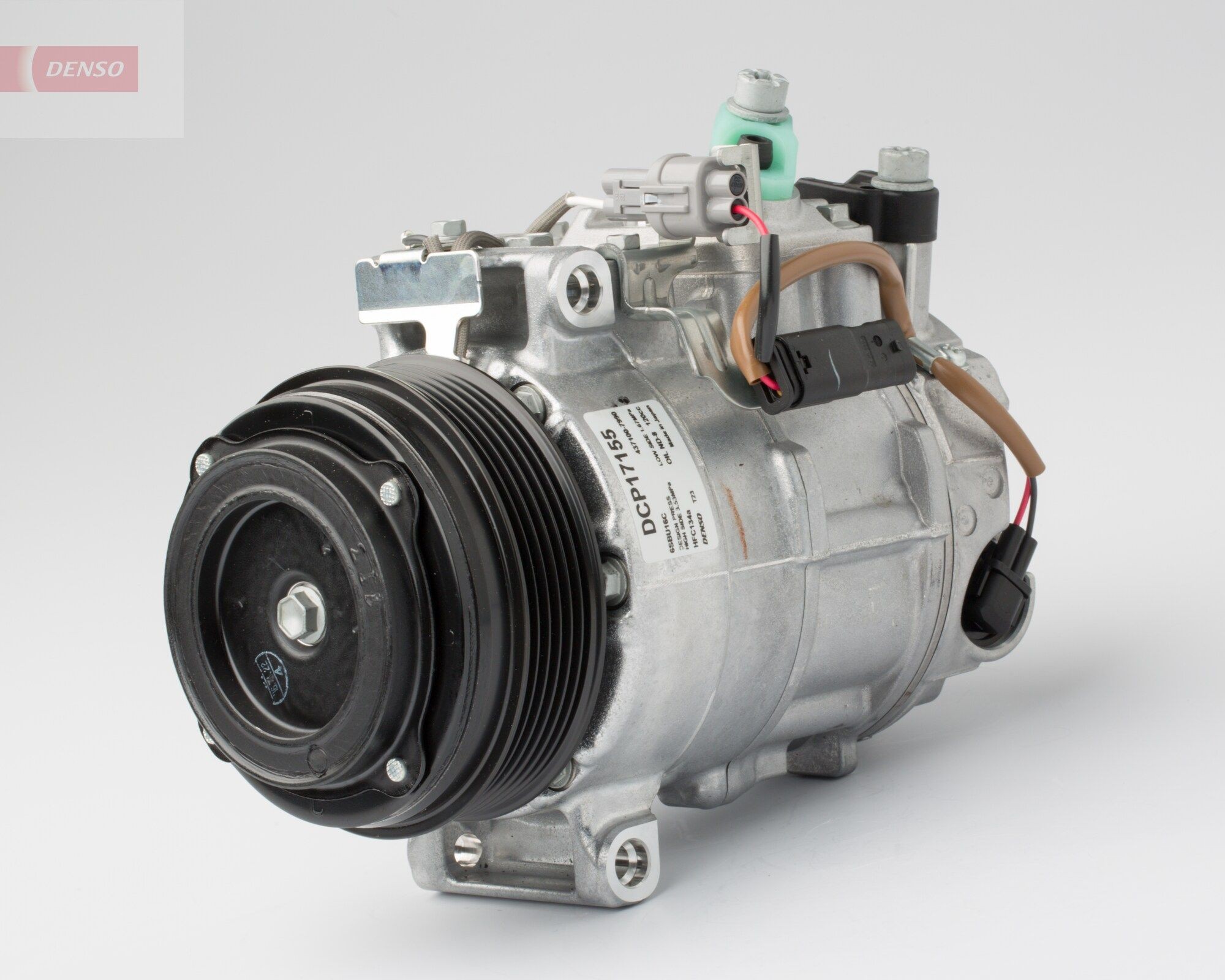 DENSO DCP17155 Air conditioning compressor 6SBU16C, 12V, PAG 46, R 134a, with magnetic clutch