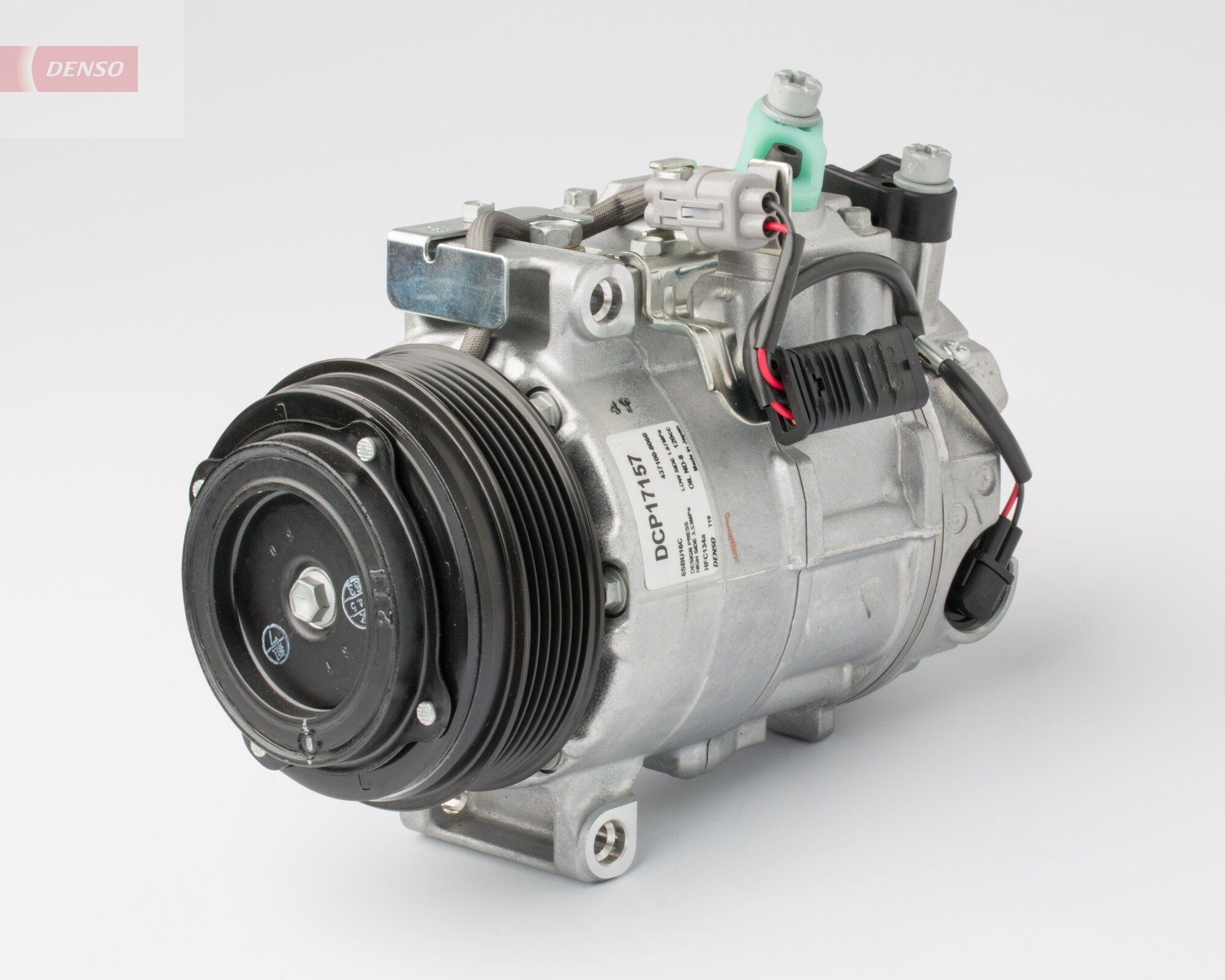 DENSO DCP17157 Air conditioning compressor 6SBU16C, 12V, PAG 46, R 134a, with magnetic clutch
