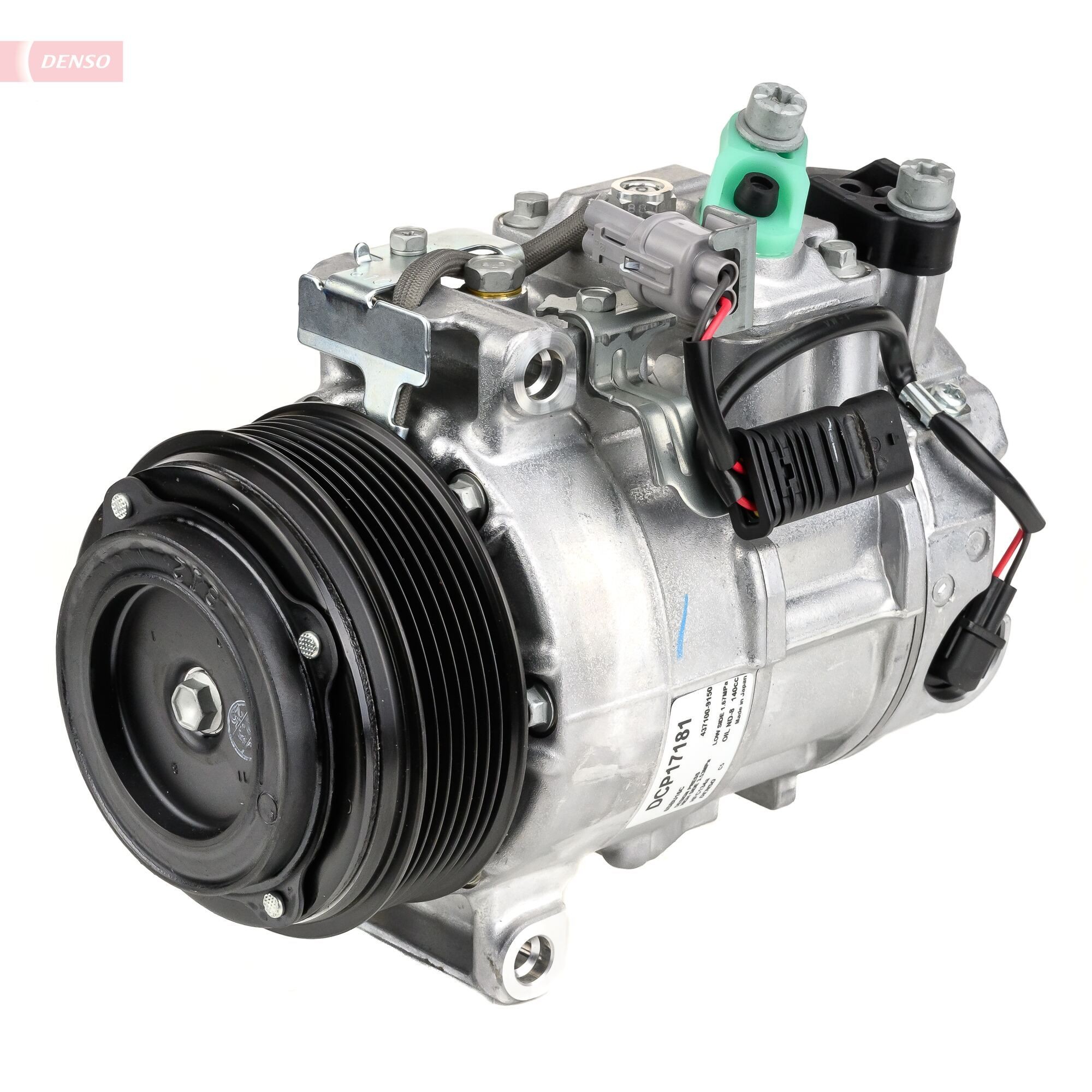 DCP17181 DENSO Air con compressor MERCEDES-BENZ 6SBU16C, 12V, PAG 46, R 134a, with magnetic clutch