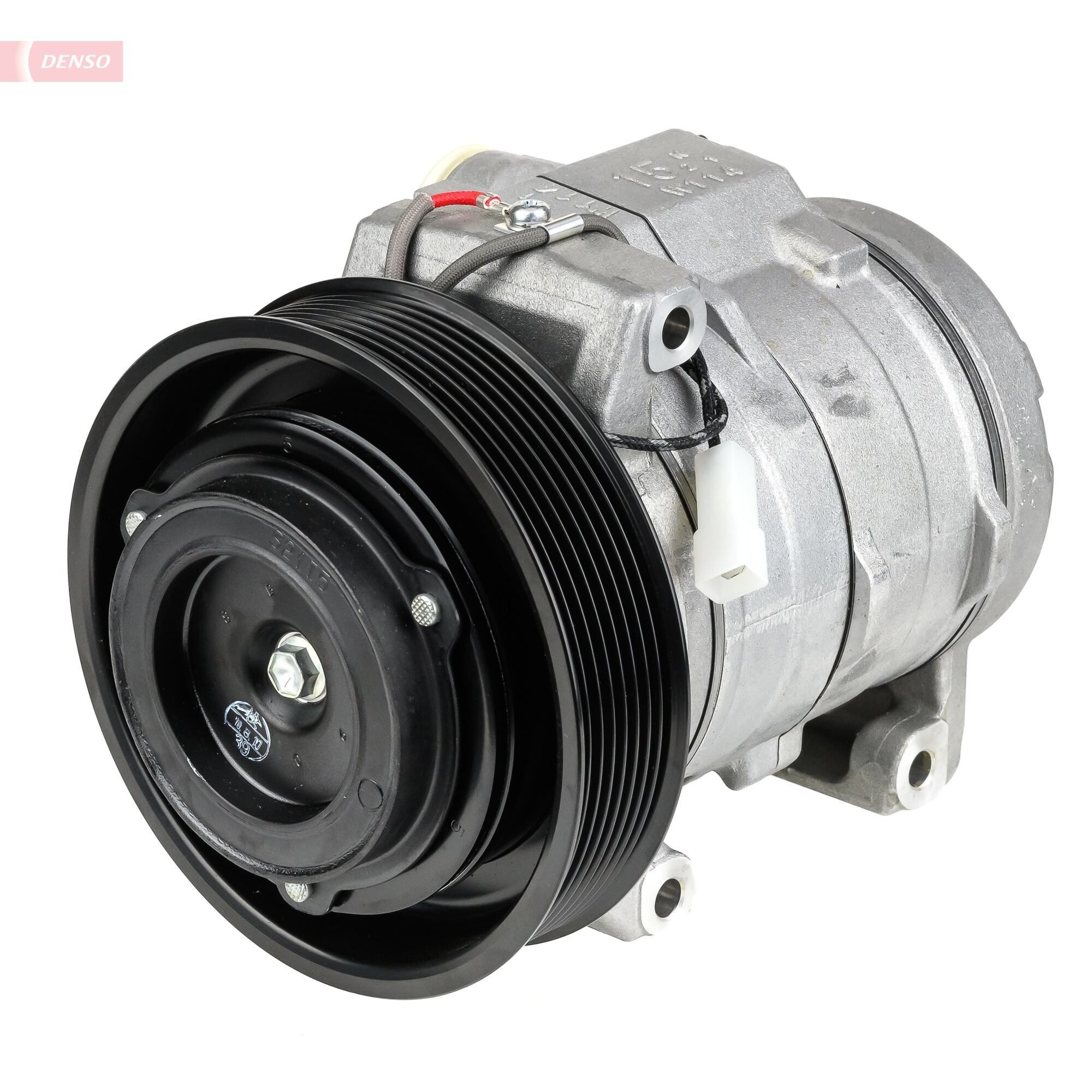 DENSO 10S15C, 24V, PAG 46, R 134a, with magnetic clutch Belt Pulley Ø: 140mm, Number of grooves: 8 AC compressor DCP17186 buy
