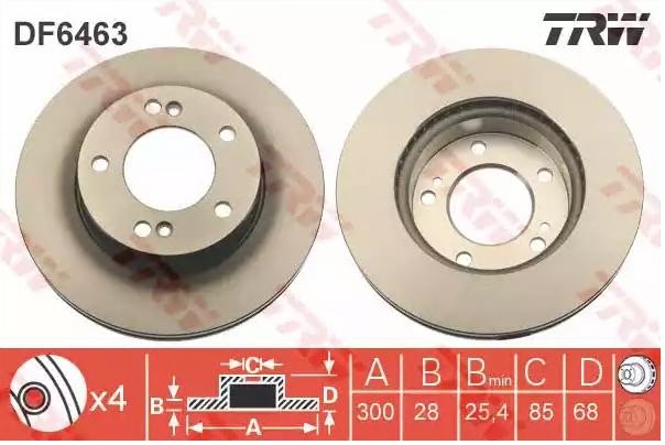 TRW DF6463 Brake disc 300x28mm, 5x130, Vented, Painted