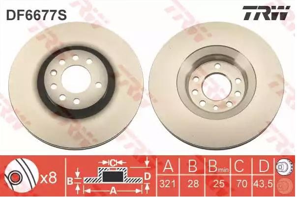 TRW 321x28mm, 8x110, Vented, Painted Ø: 321mm, Num. of holes: 8, Brake Disc Thickness: 28mm Brake rotor DF6677S buy