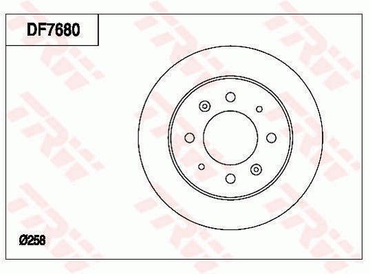 TRW 258x10mm, 4x114,3, solid, Painted Ø: 258mm, Num. of holes: 4, Brake Disc Thickness: 10mm Brake rotor DF7680 buy