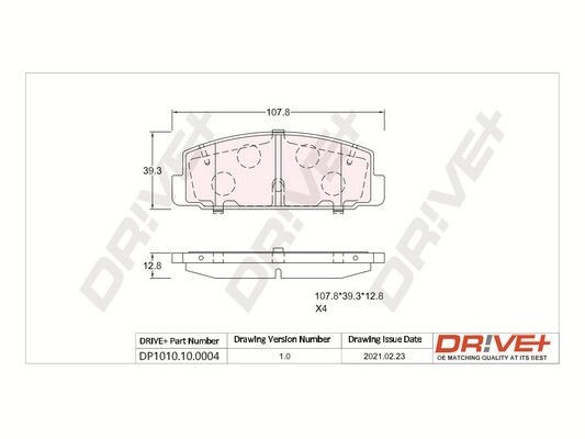 PCA017940 Dr!ve+ DP1010.10.0004 Brake pad set GJYB-26-43Z-A