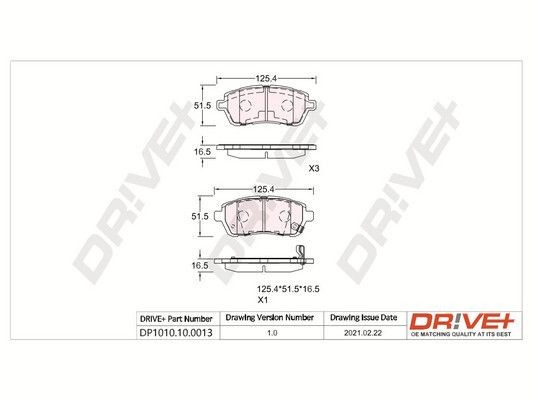 PCA128102 Dr!ve+ DP1010.10.0013 Brake pad set DFY1 33 28Z