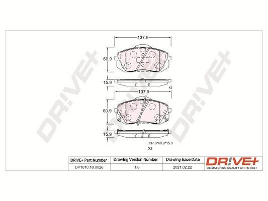 PCA130202 Dr!ve+ DP1010.10.0026 Brake pad set 58101-2SA50