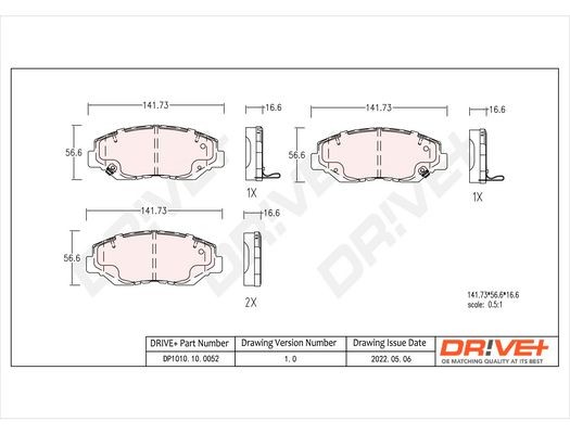 23868 Dr!ve+ DP1010.10.0052 Brake pad set 06450-SJF-E00