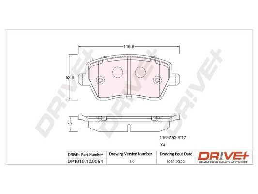 PCA098711 Dr!ve+ DP1010100054 Brake pad set Suzuki Swift Mk3 1.3 DDiS 69 hp Diesel 2014 price