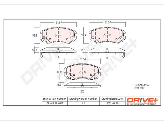 23891 Dr!ve+ DP1010100063 Disc pads Kia Optima TF 2.0 CVVT Hybrid 150 hp Petrol/Electric 2013 price