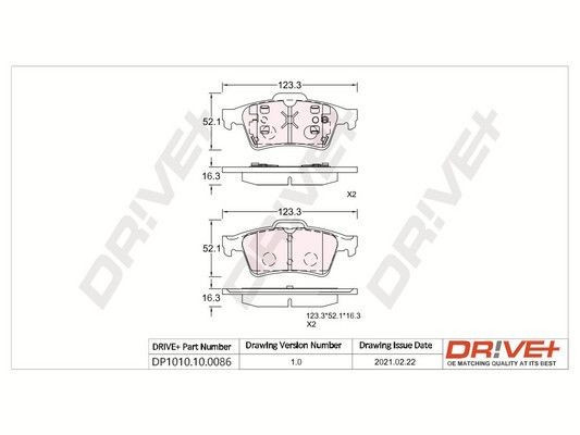 23482 Dr!ve+ Rear Axle, with adhesive film, with spring Height: 51,7mm, Thickness: 16,3mm Brake pads DP1010.10.0086 buy