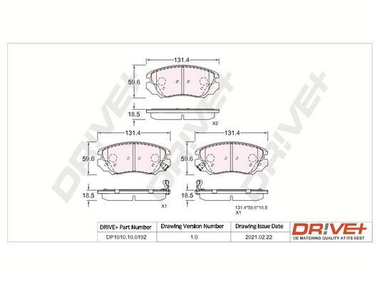 24415 Dr!ve+ Front Axle, with acoustic wear warning, with adhesive film, with accessories Height: 59,6mm, Thickness: 18,5mm Brake pads DP1010.10.0192 buy