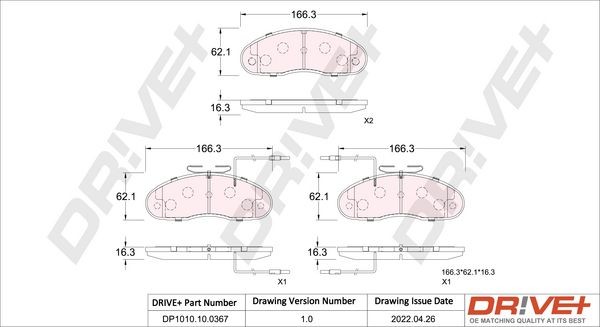 Nissan TRADE Tuning parts - Brake pad set Dr!ve+ DP1010.10.0367