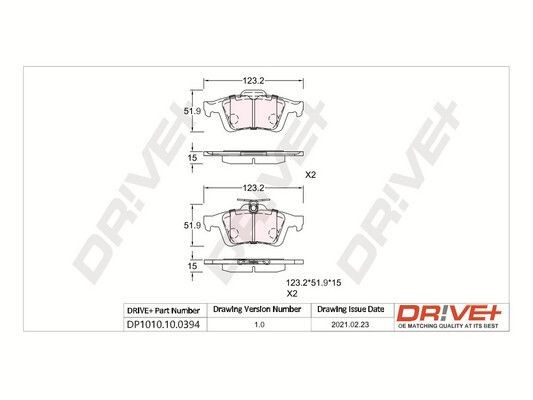 PCA084220 Dr!ve+ DP1010100394 Disc pads Ford Focus mk2 Saloon 1.6 TDCi 100 hp Diesel 2011 price