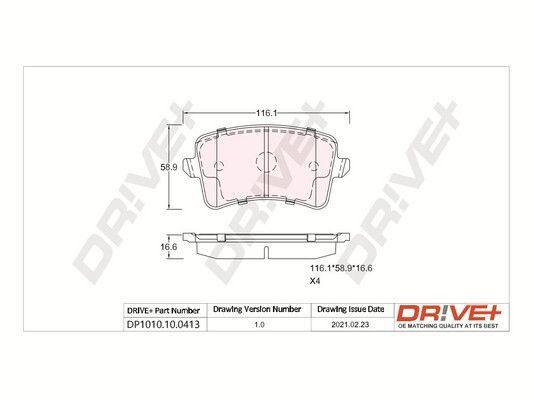 24606 Dr!ve+ DP1010100413 Set of brake pads AUDI A4 B8 Saloon (8K2) 3.0 TDI quattro 245 hp Diesel 2013