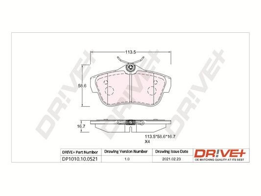 PCA129900 Dr!ve+ DP1010.10.0521 Brake pad set SU001 A1 065
