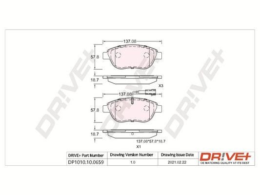 PCA085901 Dr!ve+ DP1010100659 Kit pastiglie freno FIAT Grande Punto Hatchback (199) 1.3 D Multijet 84 CV Diesel 2020