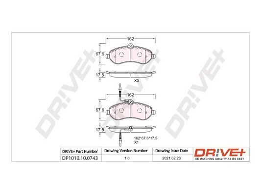 PCA129201 Dr!ve+ DP1010.10.0743 Brake pad set SU001-A1066