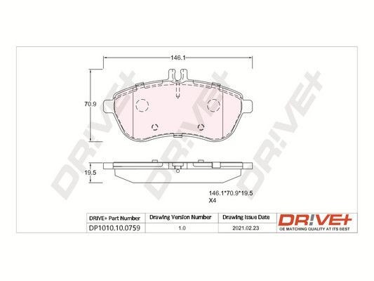 PCA130100 Dr!ve+ DP1010.10.0759 Brake pad set 005-420-08-20