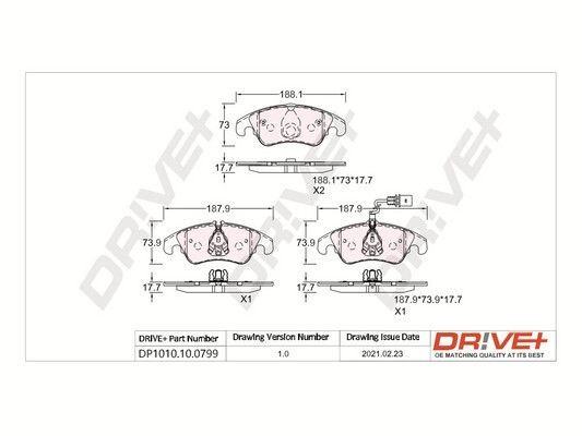 PCA130410 Dr!ve+ DP1010.10.0799 Brake pad set 8R0698151