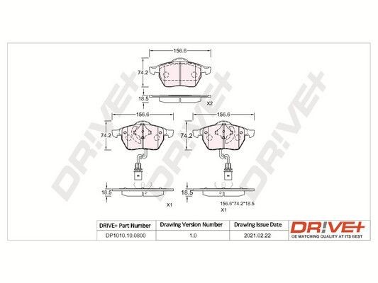 Audi A6 Disk brake pads 11028857 Dr!ve+ DP1010.10.0800 online buy