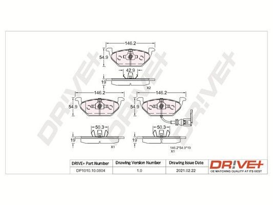 Audi A1 Brake pad 11028861 Dr!ve+ DP1010.10.0804 online buy
