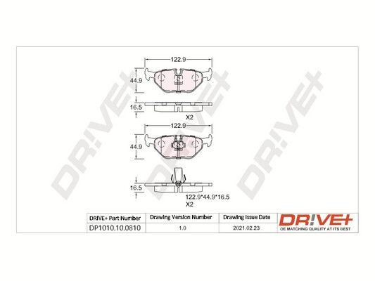 21691 Dr!ve+ Rear Axle, prepared for wear indicator, with adhesive film, with accessories, with spring Height: 45mm, Thickness: 16,5mm Brake pads DP1010.10.0810 buy