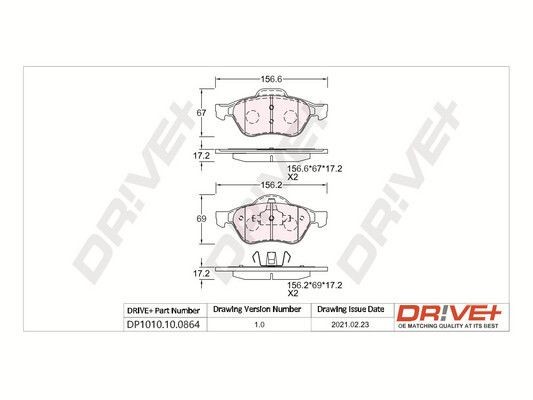 PCA096200 Dr!ve+ DP1010.10.0864 Brake pad set 7701 209100