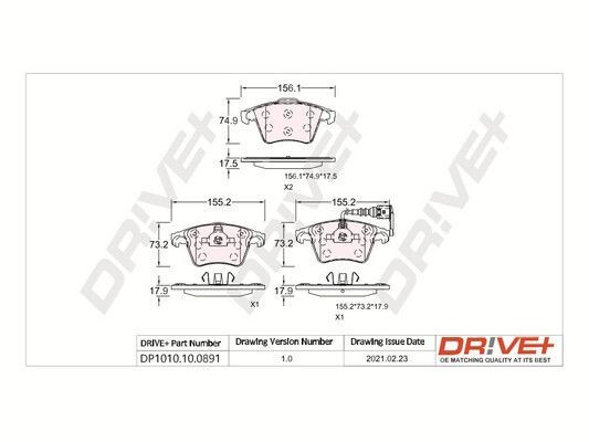Original Dr!ve+ PCA104511 Brake pad set DP1010.10.0891 for VW TRANSPORTER