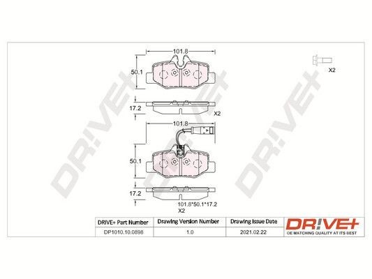 PCA111002 Dr!ve+ DP1010.10.0898 Brake pad set 0034208120