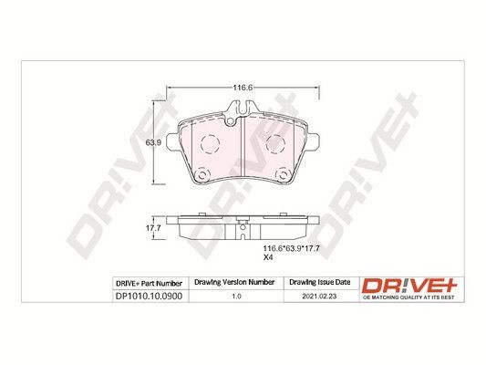 PCA114400 Dr!ve+ DP1010.10.0900 Brake pad set 169 420 1820