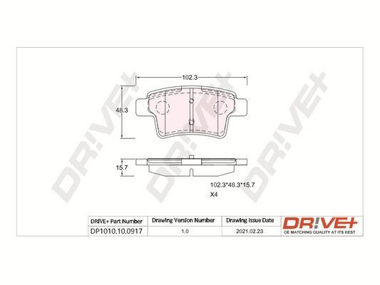 24540 Dr!ve+ DP1010100917 Disc brake pads CITROËN C4 I Picasso (UD) 1.6 HDi 109 hp Diesel 2009