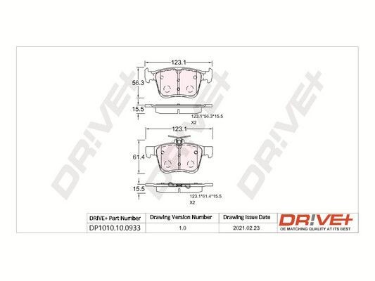 PCA151610 Dr!ve+ DP1010.10.0933 Brake pad set 3Q0698451AA