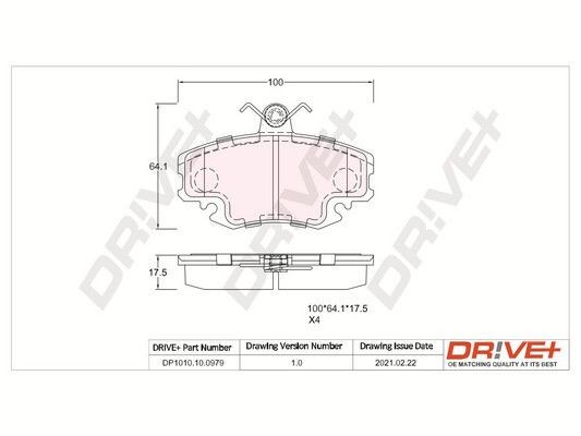 PCA014110 Dr!ve+ DP1010100979 Brake pads Fiat Doblo Cargo 1.3 JTD 16V 70 hp Diesel 2006 price