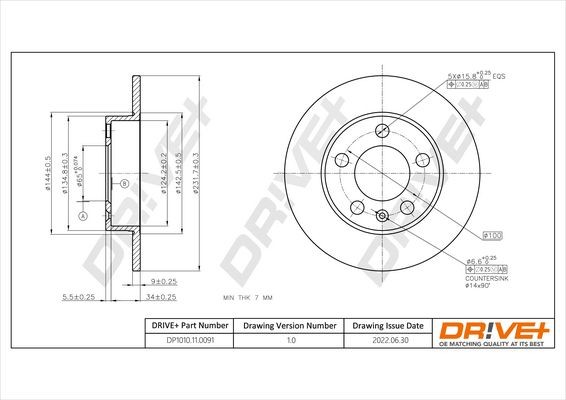 DCA654700 Dr!ve+ DP1010.11.0091 Brake disc 1J0.615.301