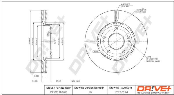 DCA666310 Dr!ve+ DP1010.11.0408 Brake disc 51712-1C100