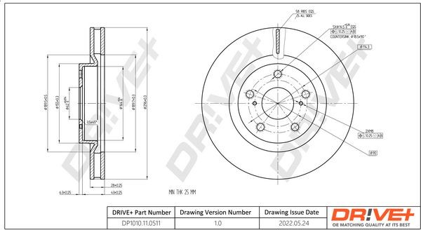 BDM7424.20 Dr!ve+ Front Axle, 296x28mm, 2, 5, Vented Ø: 296mm, Num. of holes: 2, Rim: 5-Hole, Brake Disc Thickness: 28mm Brake rotor DP1010.11.0511 buy