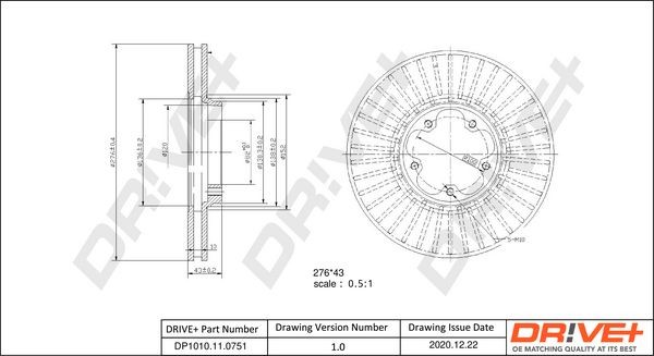 Dr!ve+ Brake disc DP1010.11.0751 Ford TRANSIT 2002