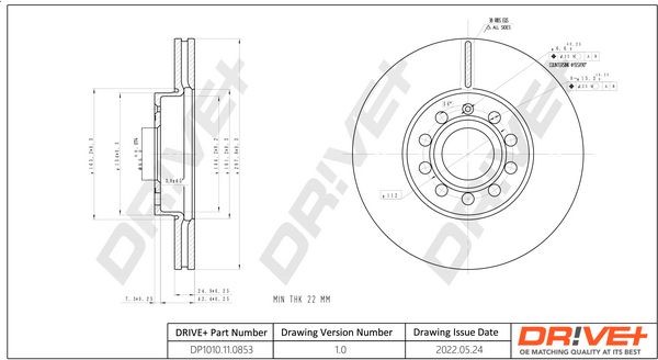 DCA664810 Dr!ve+ Front Axle, 287,8x24,9mm, 4, 5, Vented Ø: 287,8mm, Num. of holes: 4, Rim: 5-Hole, Brake Disc Thickness: 24,9mm Brake rotor DP1010.11.0853 buy