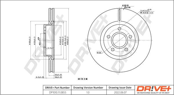 DCA671110 Dr!ve+ Front Axle, 300x25mm, 5, Vented Ø: 300mm, Rim: 5-Hole, Brake Disc Thickness: 25mm Brake rotor DP1010.11.0855 buy