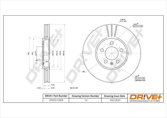 Original Dr!ve+ DCA654410 Brake rotors DP1010.11.0918 for AUDI A3