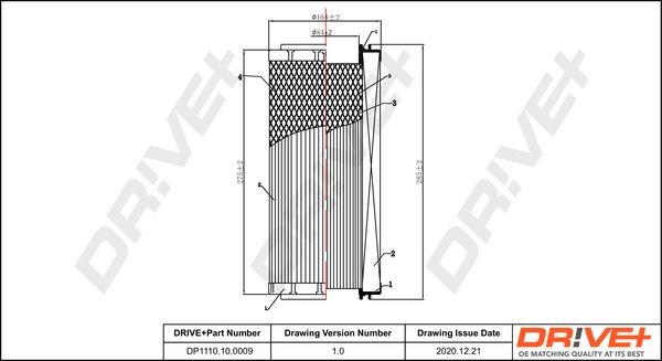 Dr!ve+ DP1110.10.0009 Air filter 285mm, 167mm, Filter Insert